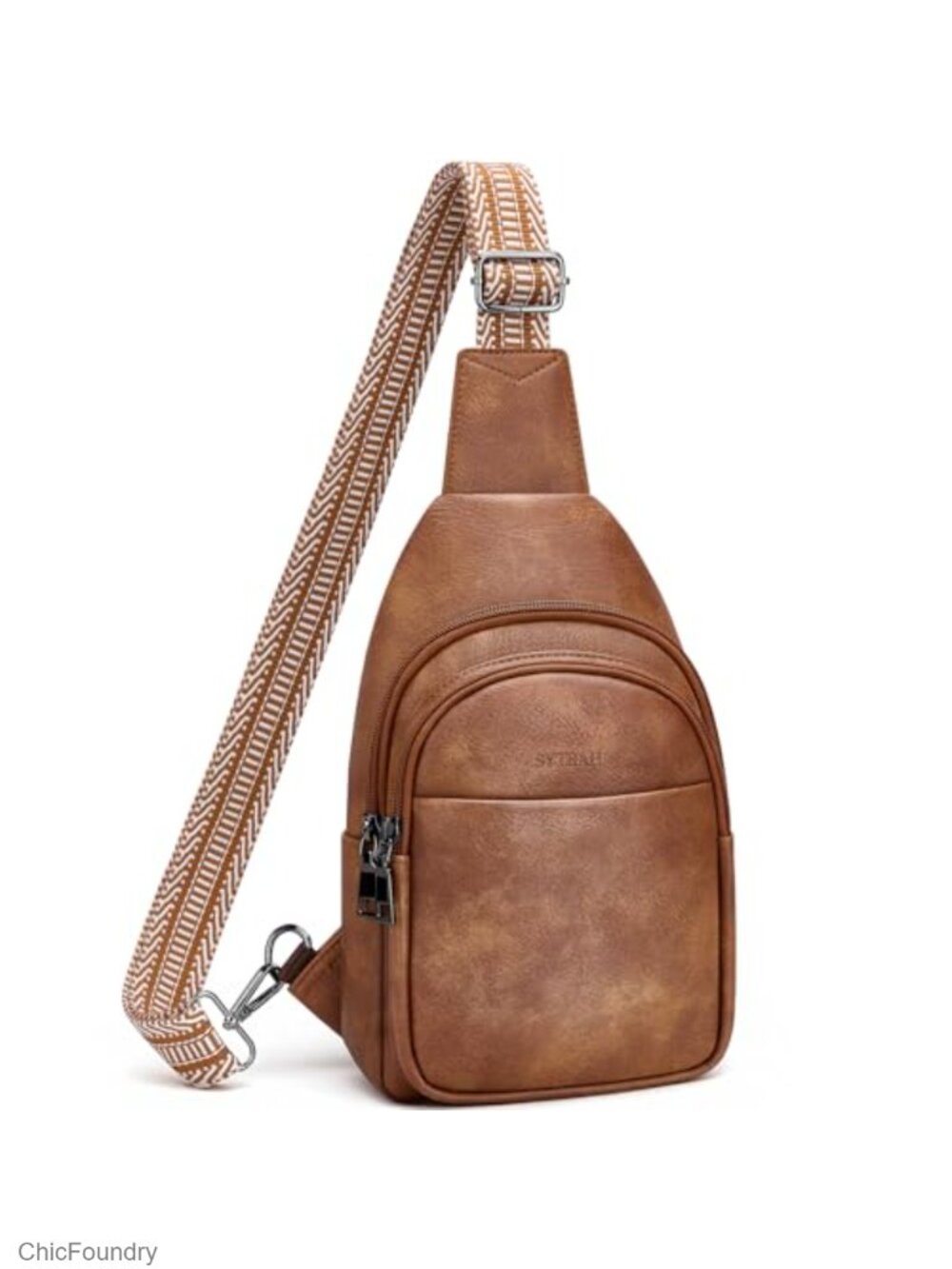 Faux Leather Sling Bag Crossbody Chest Travel Purse